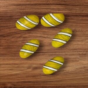 Art Deco Large Yellow Glass Buttons High-Dome Oval Antique Inlay Collectible